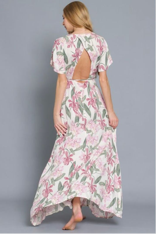 Maxi vestido cruzado floral