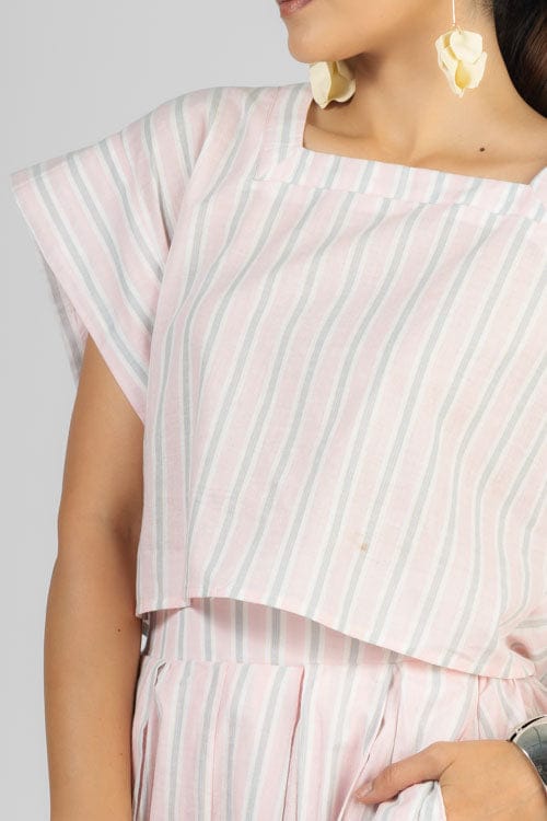 Conjunto Set Top Falda Líneas Rosa