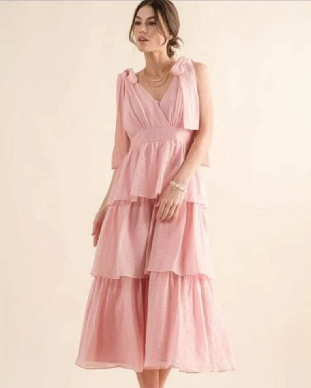 Vestido rosa olanes