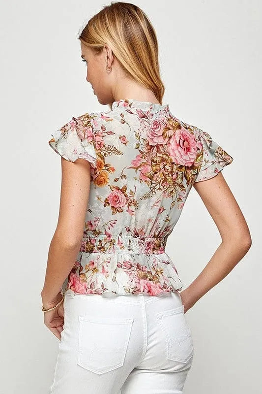 Blusa pepplum floral