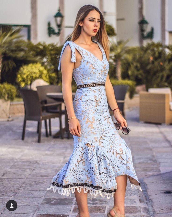 Vestido crochet azul