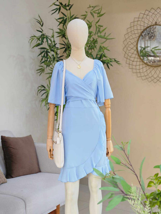 VESTIDO AZUL CIELO CRUZADO