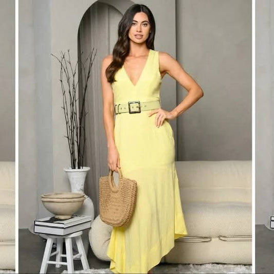Vestido Amarillo con Cinturon