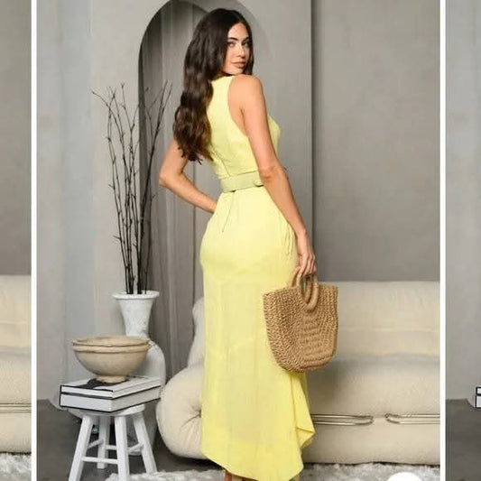 Vestido Amarillo con Cinturon