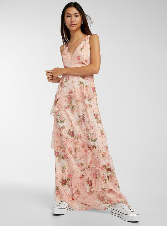 Vestido con Olanes Estampado Floral