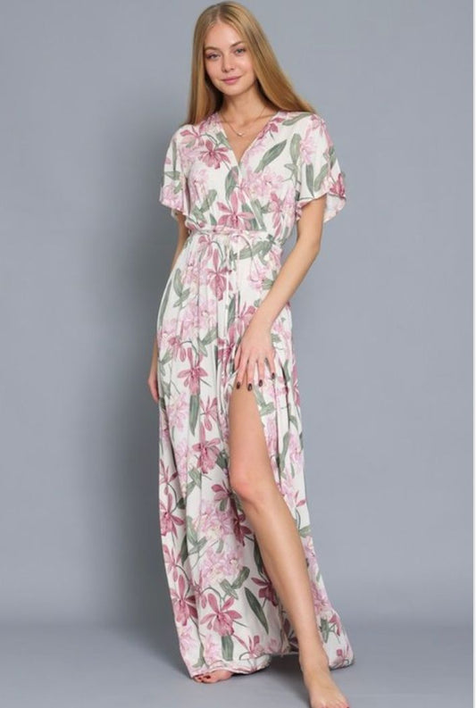 Maxi vestido cruzado floral