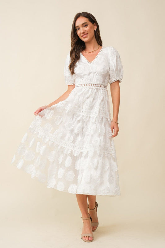 Vestido blanco crochet flores
