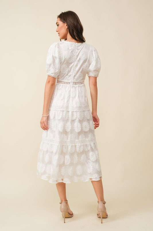 Vestido blanco crochet flores