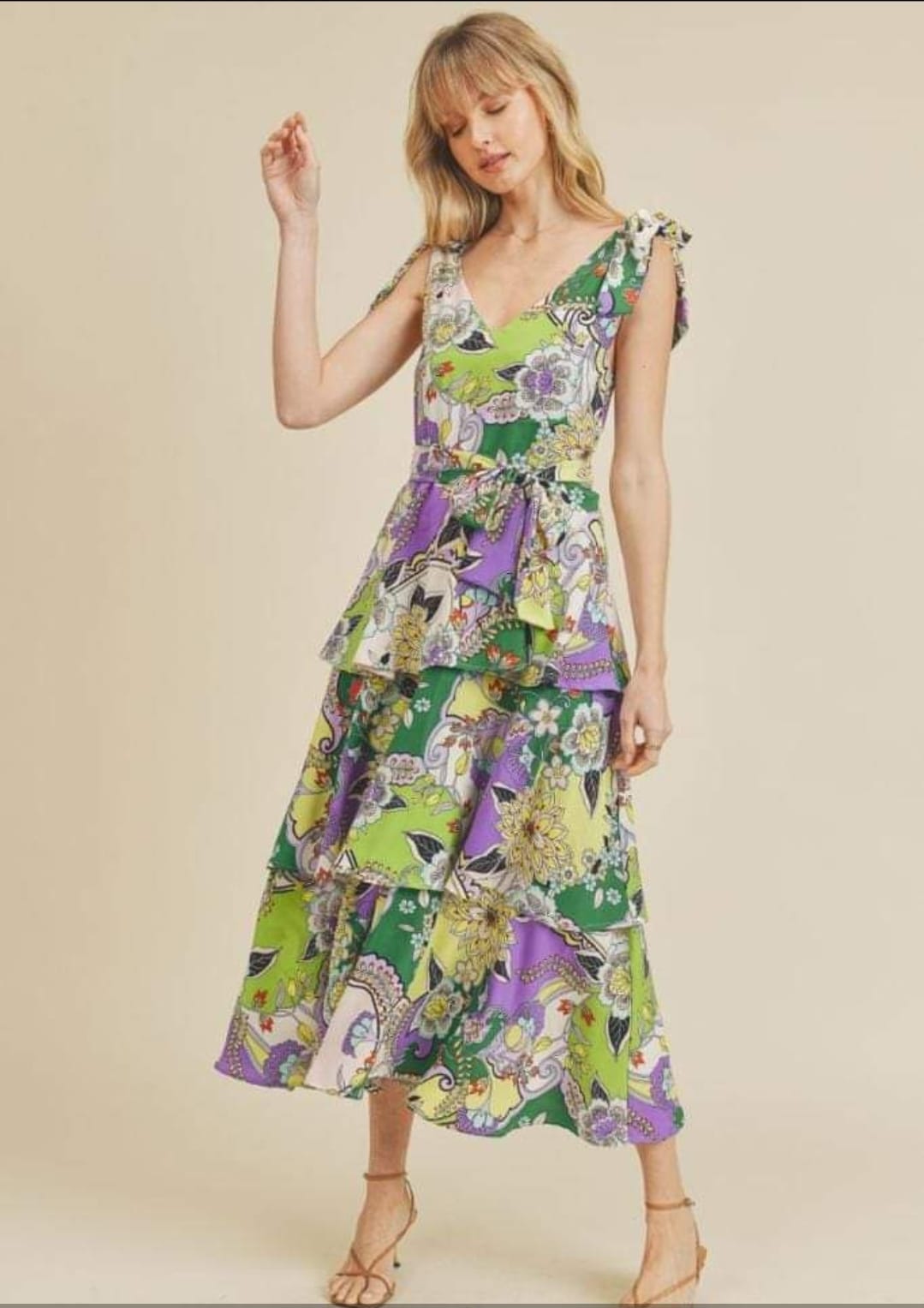 Vestido verde estamado