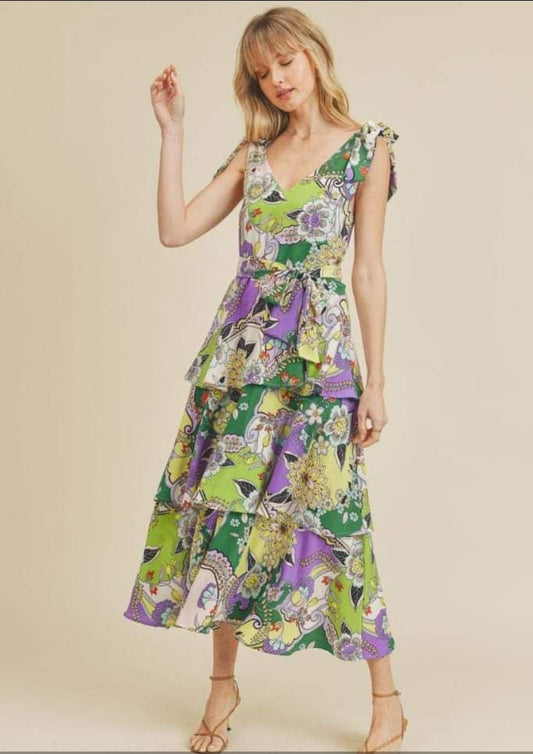 Vestido verde estamado