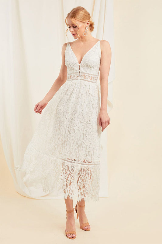 Vestido midi blanco