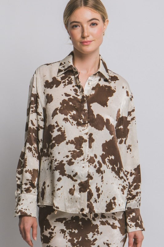 Blusa satin cow