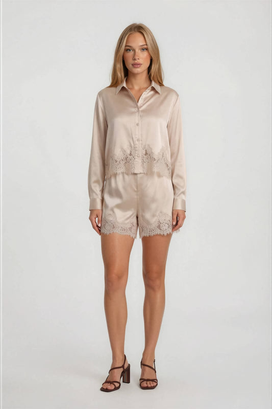 Set beige en satín
