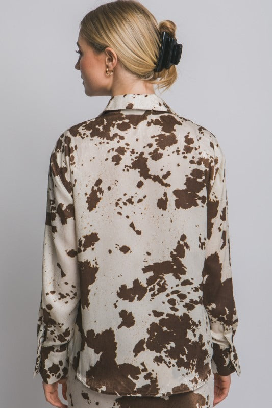 Blusa satin cow