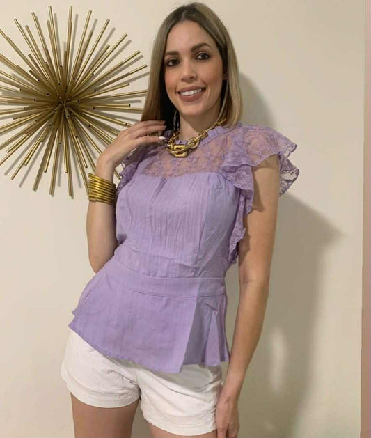 BLUSA LILA ENCAJE