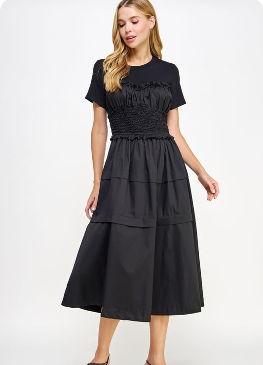 Vestido midi popelina
