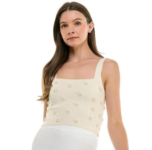 Top ivory con perlitas